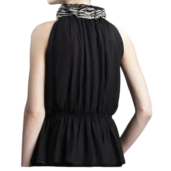 Robert Rodriguez Ruffled Neck Sleeveless Chiffon Blouse - S - Picture 5 of 7